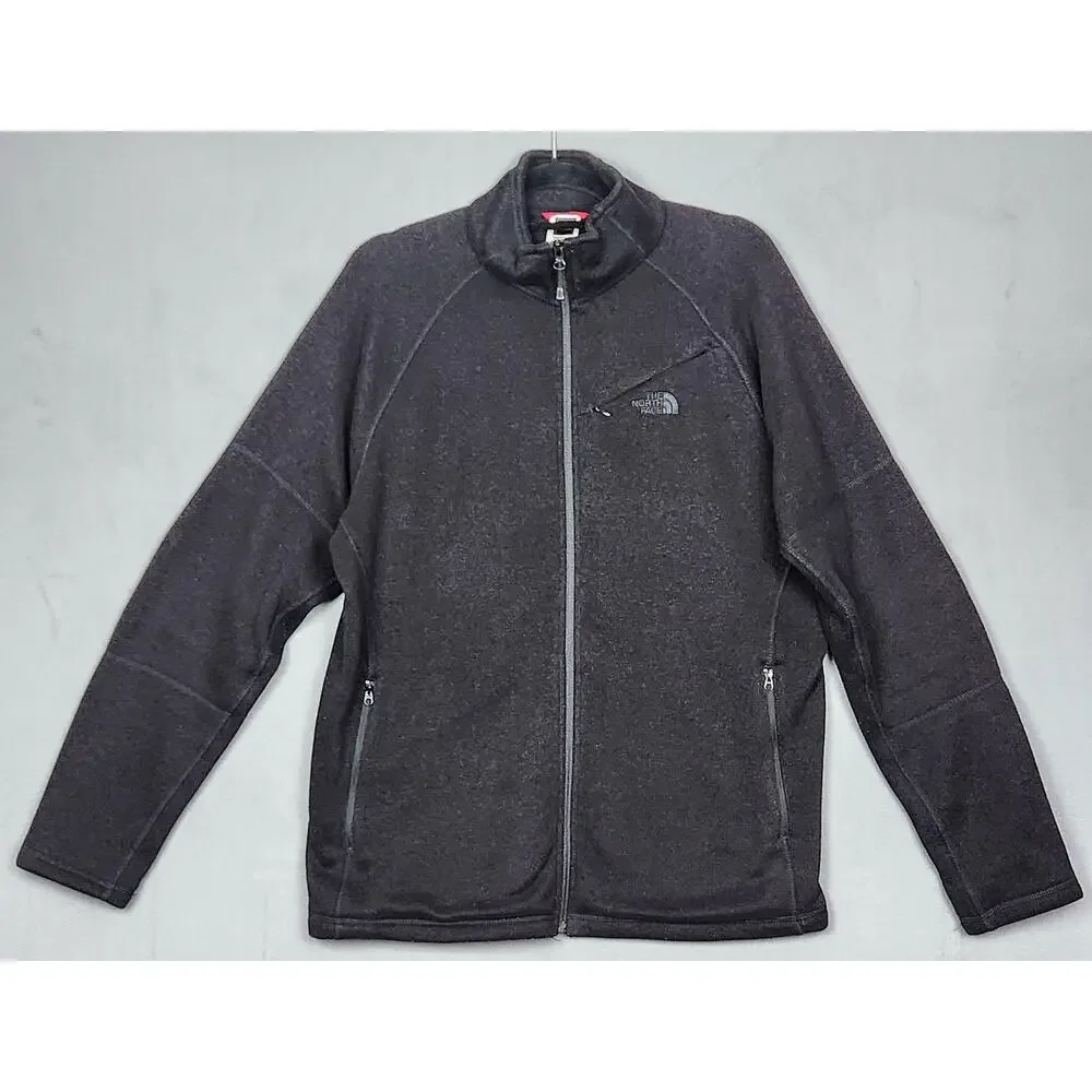 NORTH FACE Jacket Mens Large Black Full Zip Fleece Zip Pockets Outdoor Hiking